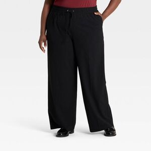 Ava & Viv - Women's High-Rise Straight Leg Pull-On Pants - Ava Black